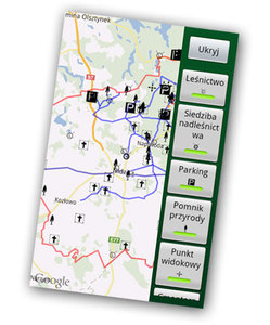 Ilustracja: Mapa olsztyńskich lasów w smartfonie